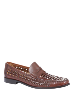 Jones Bootmaker Riverside Woven Leather Loafers - view 2, Cognac