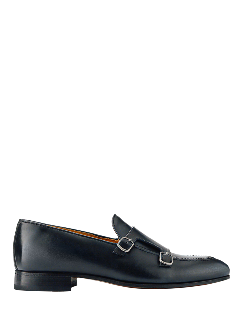 Product image 1 of 5, which shows Jones Bootmaker Callington Leather Monk Shoes, Navy, 6