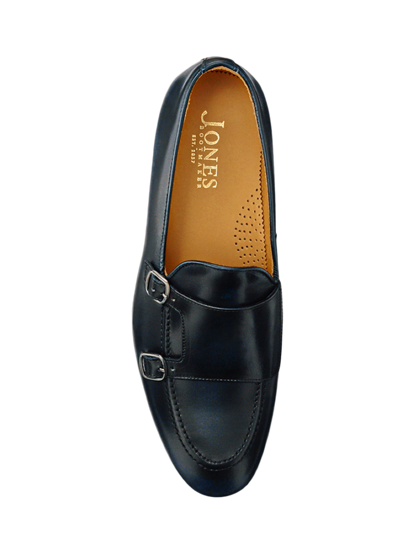 Product image 4 of 5, which shows Jones Bootmaker Callington Leather Monk Shoes, Navy, 6