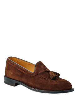 Jones Bootmaker Corsino Suede Loafers, Dark Brown - view 2, Dark Brown