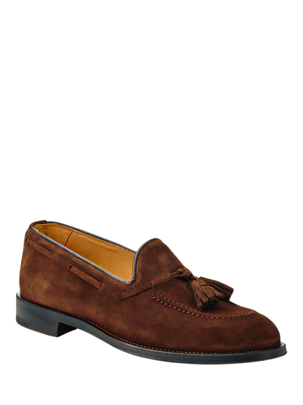 Jones Bootmaker Corsino Suede Loafers, Dark Brown - view 2, Dark Brown