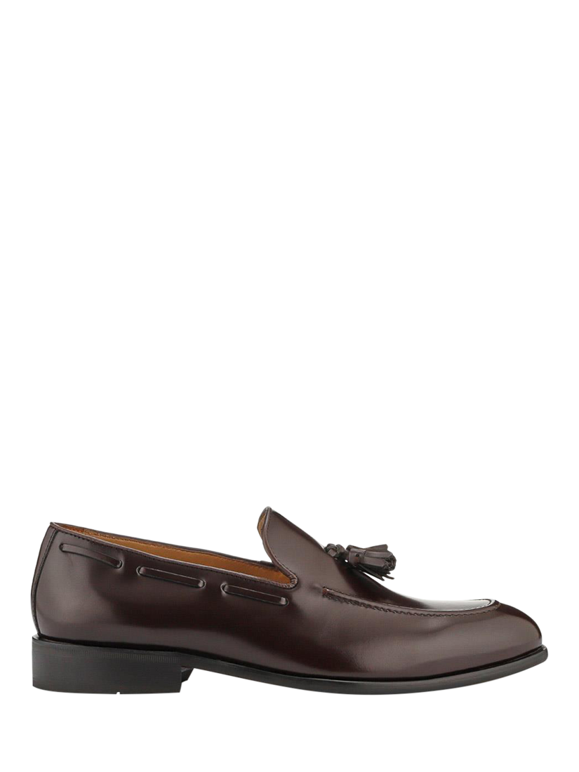 Product image 1 of 5, which shows Jones Bootmaker Devon2 Leather Tassel Loafers, Dark Brown, 5