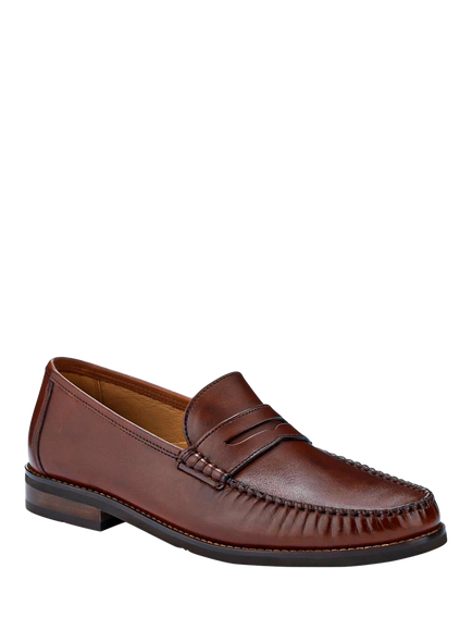 Jones Bootmaker Quennell Leather Penny Loafers - view 2, Chestnut