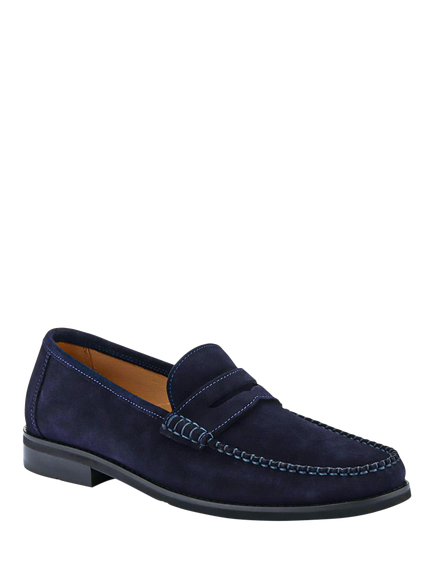 Jones Bootmaker Quennell Suede Penny Loafers - view 2, Navy