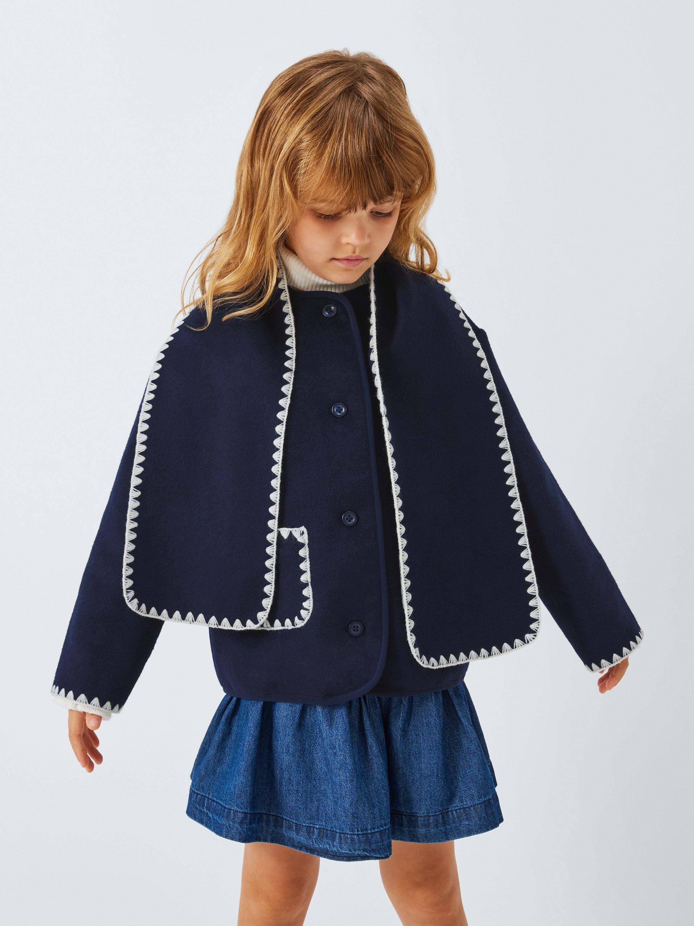 Product image 1 of 8, which shows John Lewis Kids' Contrast Stitch Wrap & Jacket Set, Blue, 5 years
