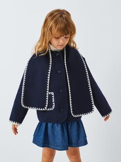 John Lewis Kids' Contrast Stitch Wrap & Jacket Set, Blue, Blue