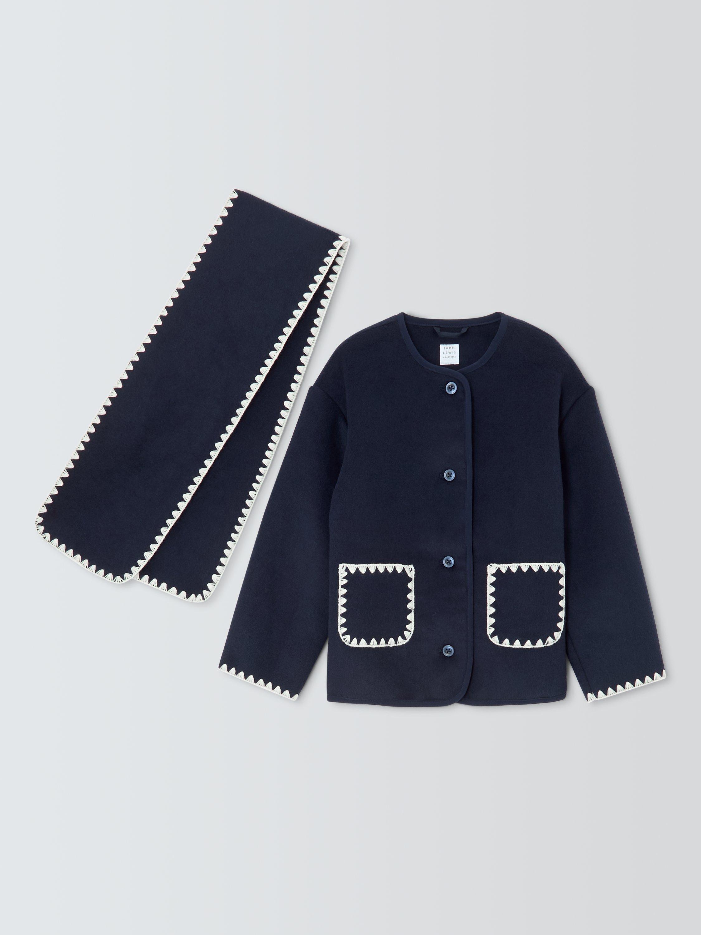 Product image 4 of 8, which shows John Lewis Kids' Contrast Stitch Wrap & Jacket Set, Blue, 5 years