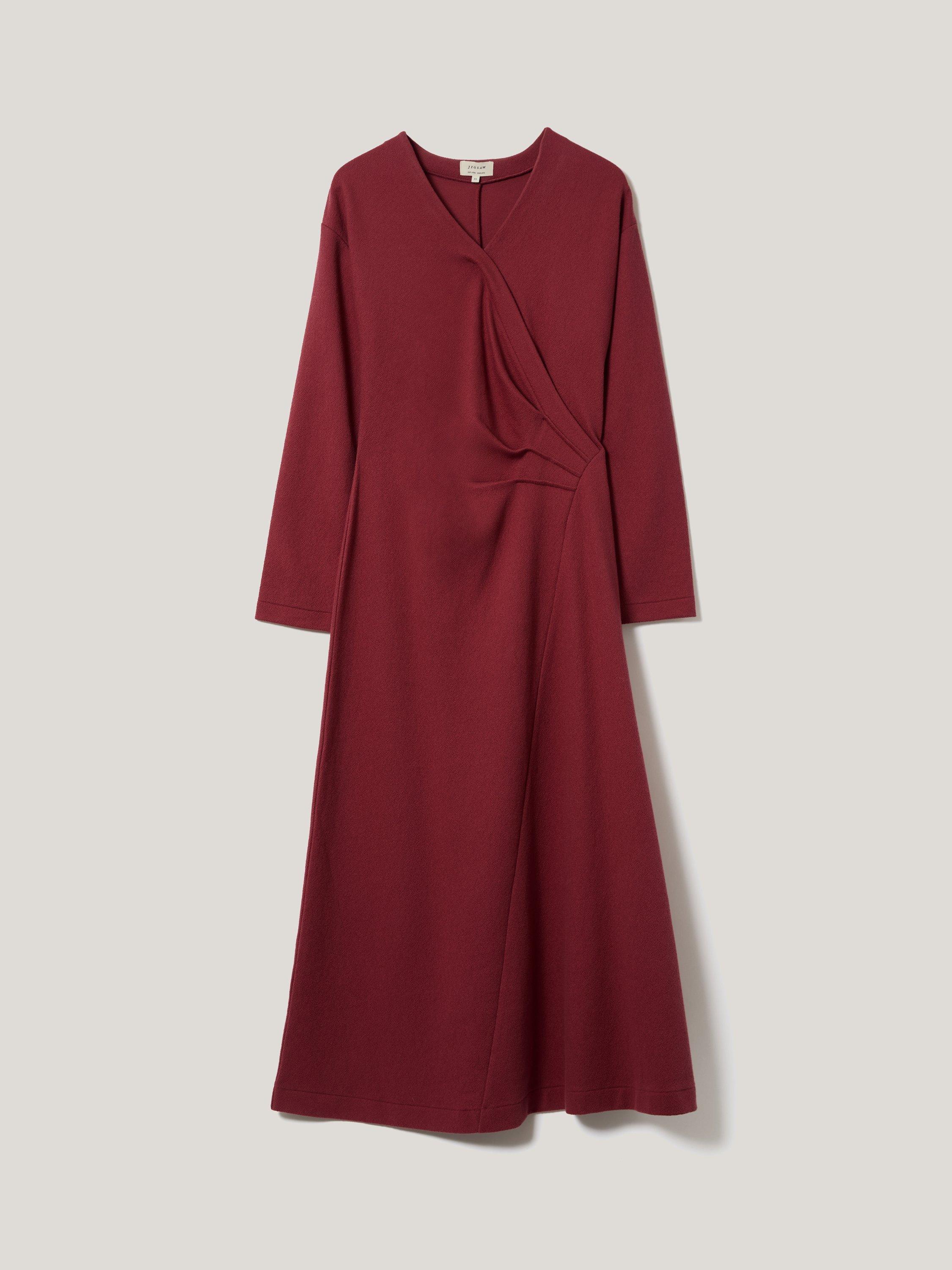Product image 5 of 6, which shows Jigsaw Mock Wrap Long Sleeve Jersey Dress, Pink, XS