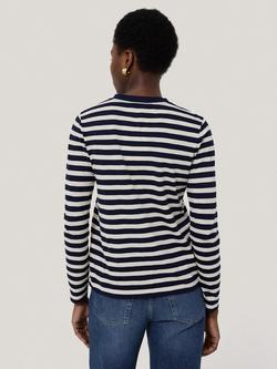 Jigsaw Stripe Slub Jersey Top - view 2, Navy/Multi