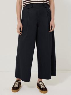 Jigsaw Pure Cotton Wide Leg Trousers, Navy