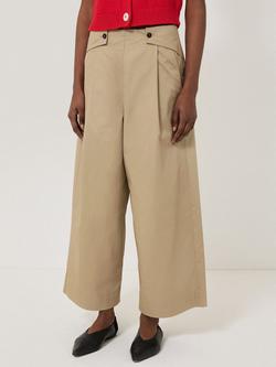 Jigsaw Cropped Wide Leg Trousers, Stone, Stone