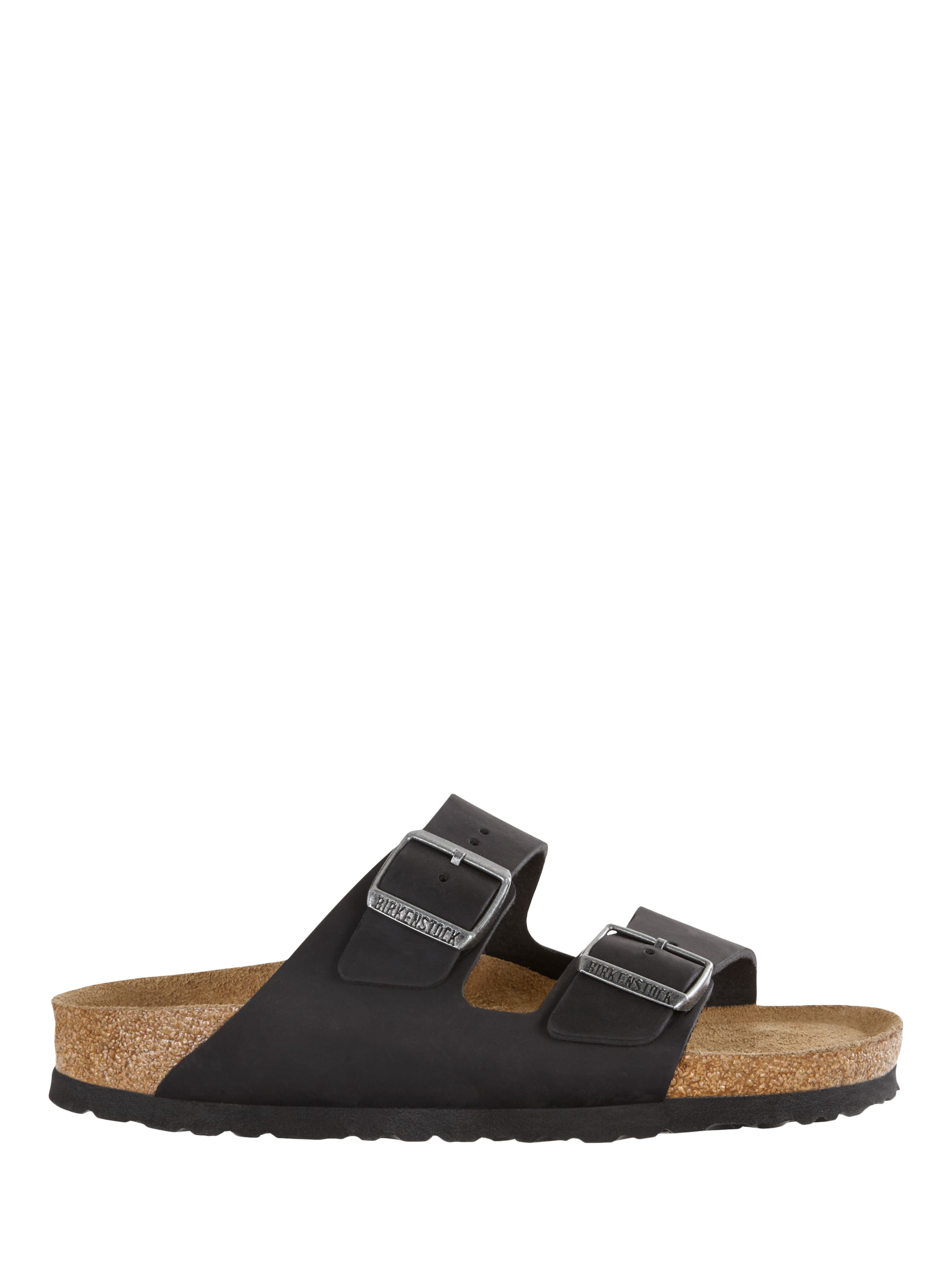 Product image 1 of 3, which shows Birkenstock Arizona Oiled Nubuck Leather Sandals, Black, EU41