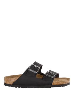 Birkenstock Arizona Oiled Nubuck Leather Sandals, Black, Black