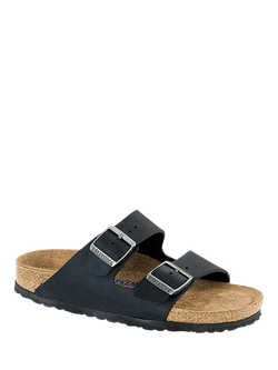 Birkenstock Arizona Oiled Nubuck Leather Sandals, Black - view 2, Black