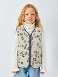 John Lewis Kids' Animal Print Borg Gilet, Cream Leo