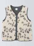 John Lewis Kids' Animal Print Borg Gilet, Cream Leo