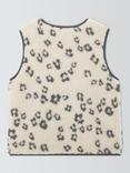 John Lewis Kids' Animal Print Borg Gilet, Cream Leo