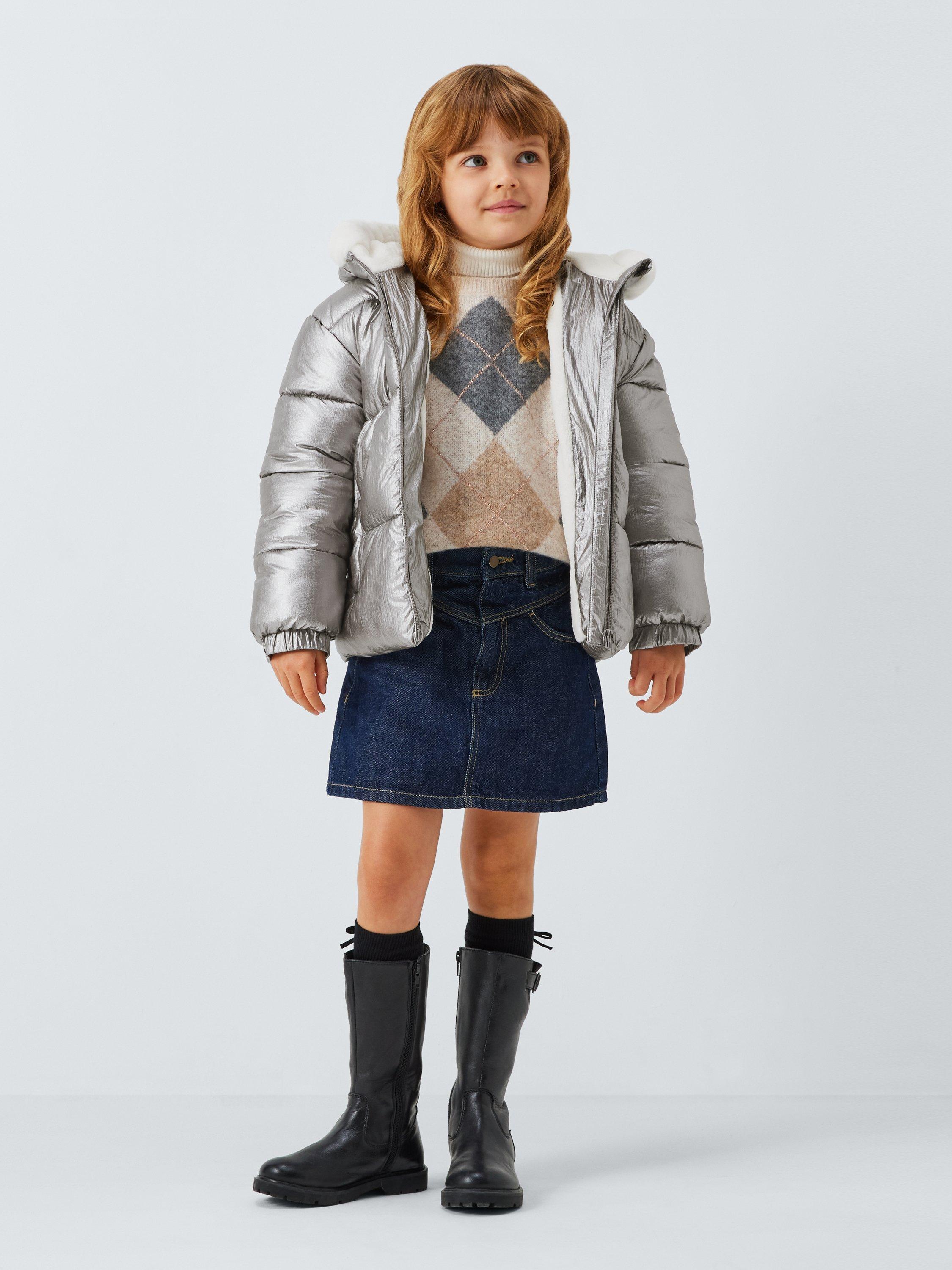 Product image 2 of 7, which shows John Lewis Kids' Pearlised Hooded Puffer Jacket, Multi, 3 years