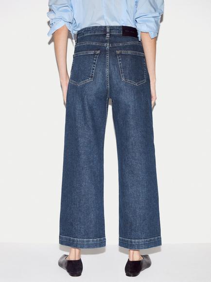 Jigsaw Tyne Wide Leg Cropped Denim Jeans - view 2, Vintage Mid Blue
