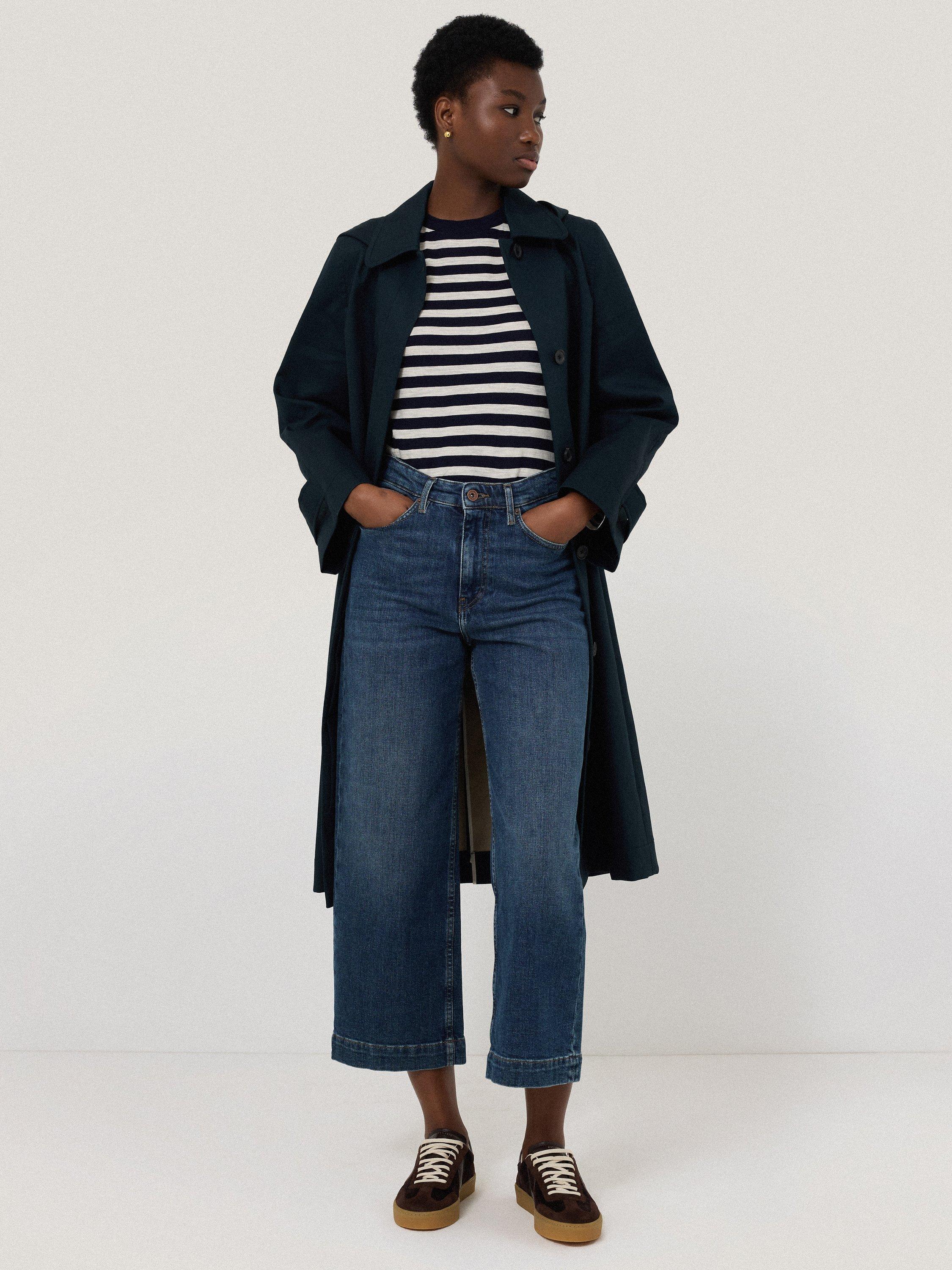 Product image 3 of 6, which shows Jigsaw Tyne Wide Leg Cropped Denim Jeans, Vintage Mid Blue, 24