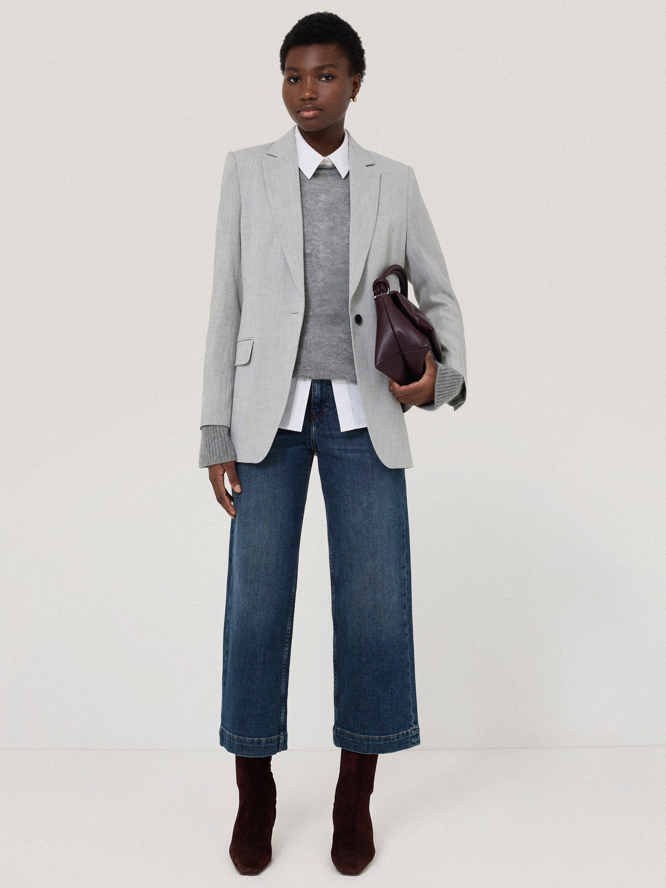 Product image 6 of 6, which shows Jigsaw Tyne Wide Leg Cropped Denim Jeans, Vintage Mid Blue, 24