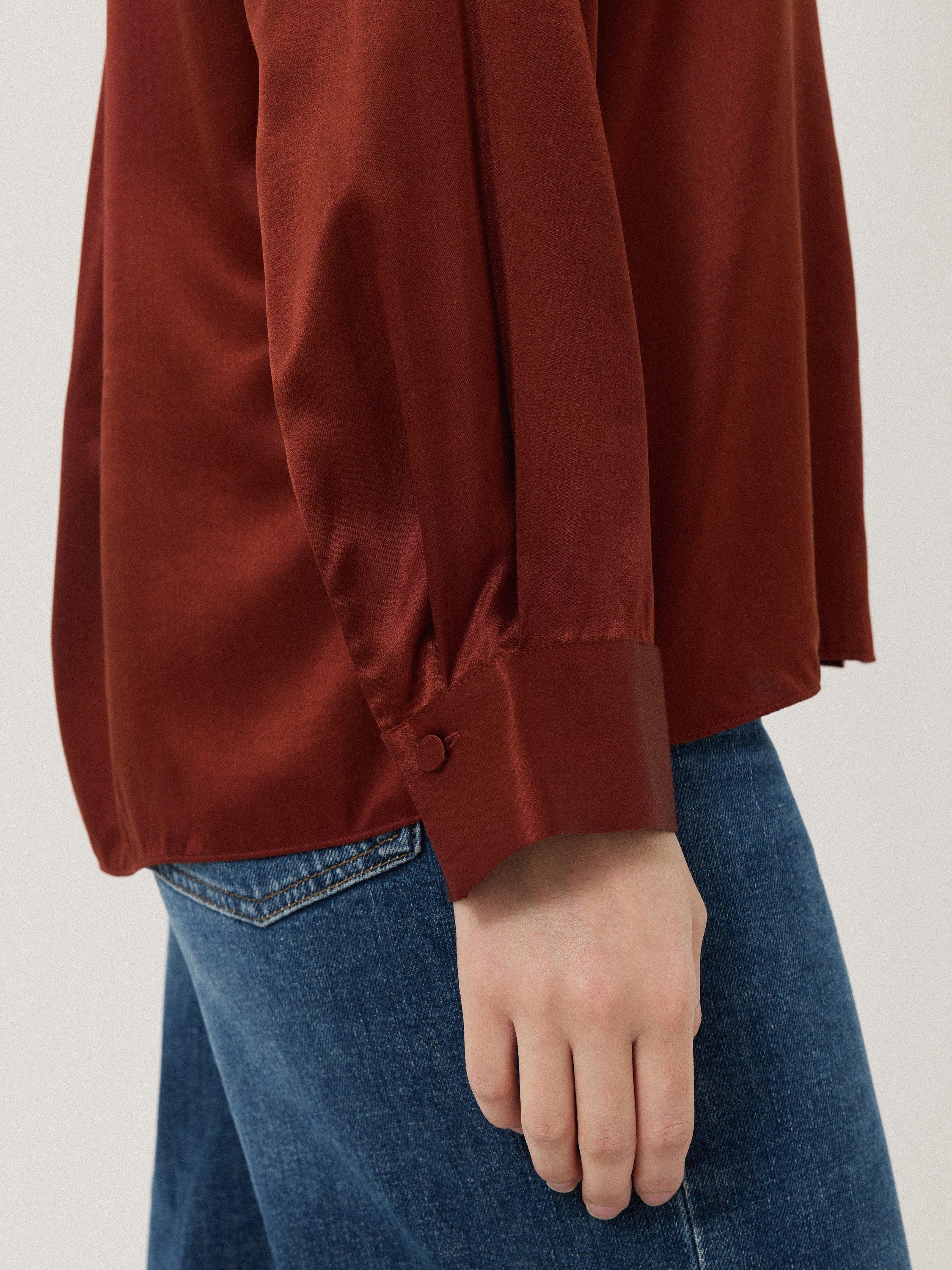 Product image 5 of 5, which shows Jigsaw Satin Twill Shirt, Burgundy, 10