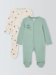 John Lewis Baby Shapes Sleepsuits, Pack of 2, Blue Multi