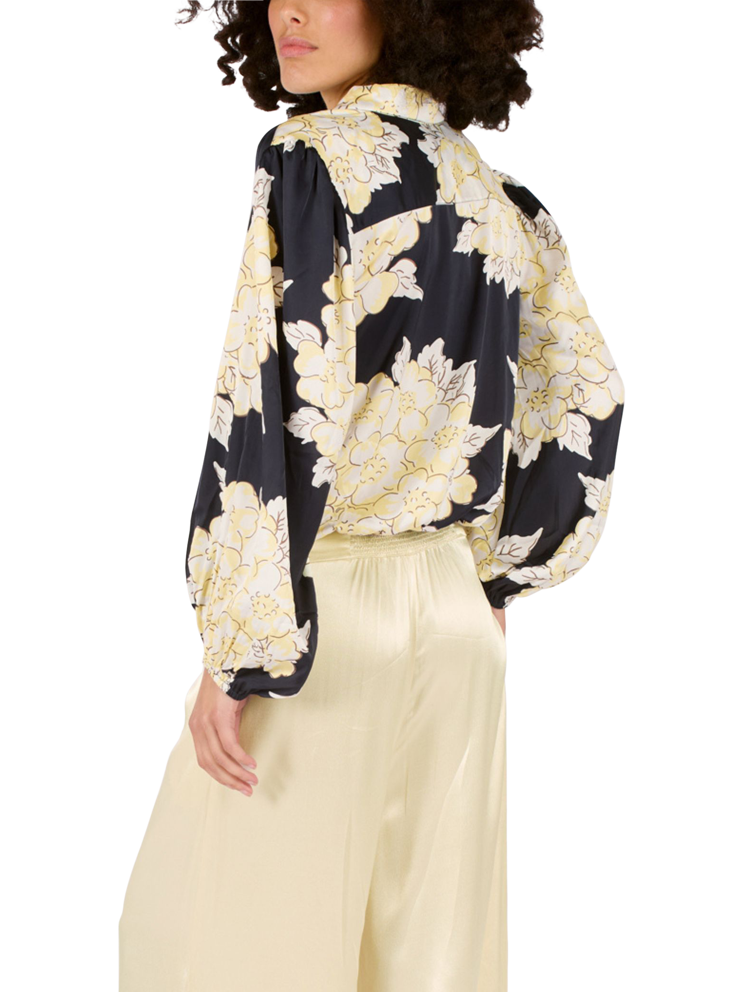Product image 4 of 6, which shows Traffic People Tremon Blooming Lovely Floral Shirt, Navy/Cream, XS