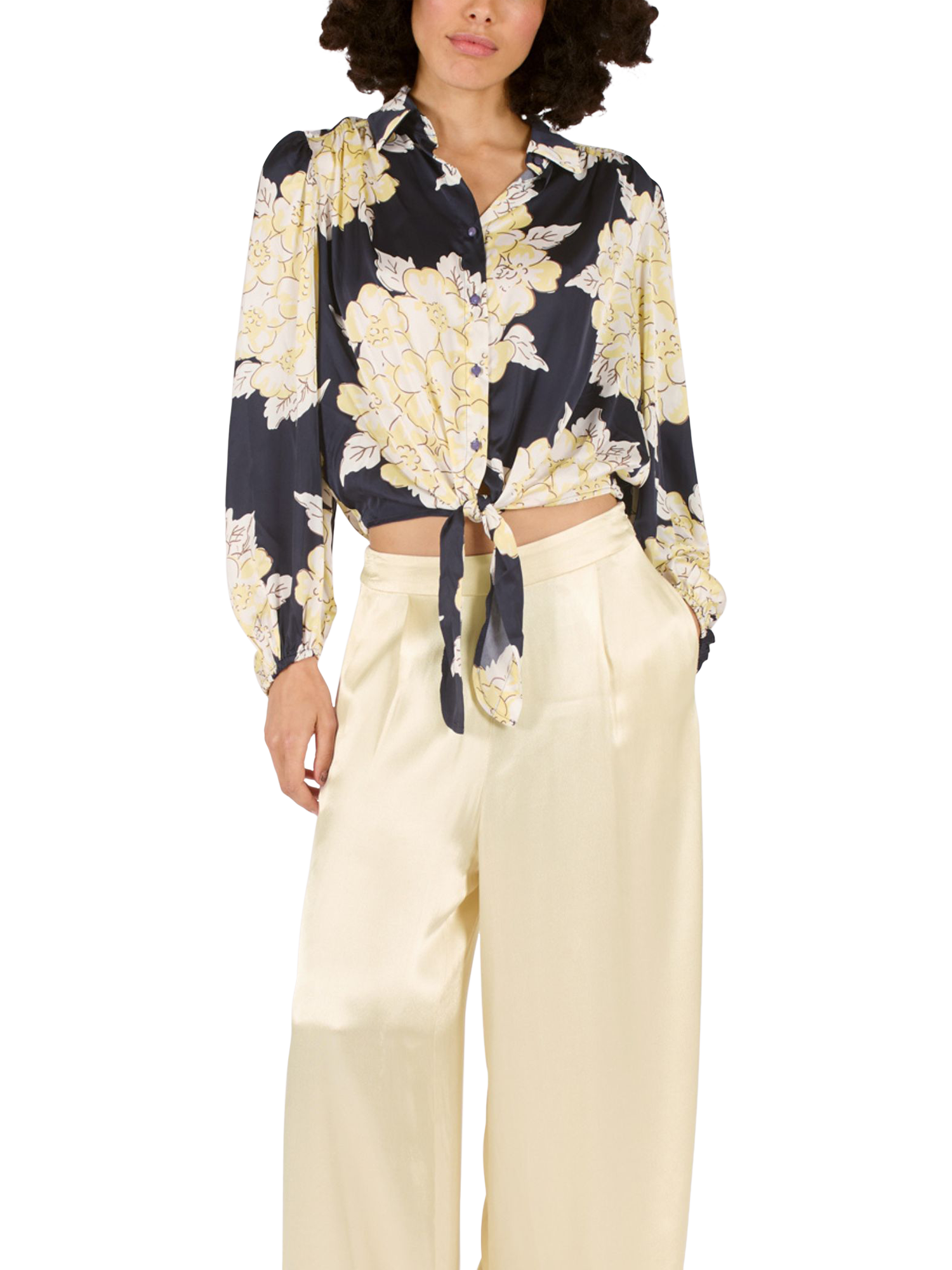 Product image 5 of 6, which shows Traffic People Tremon Blooming Lovely Floral Shirt, Navy/Cream, XS