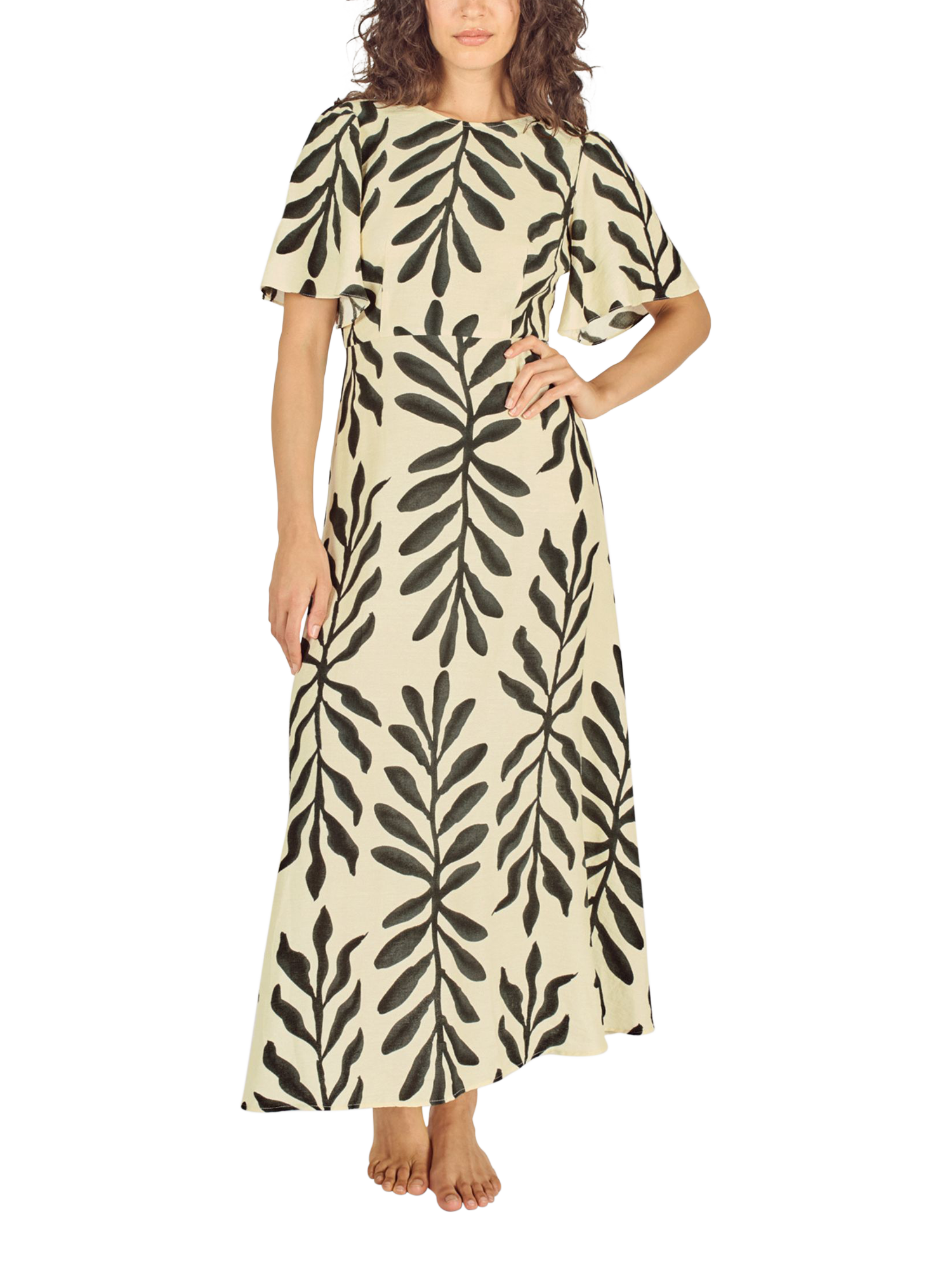 Product image 1 of 6, which shows Traffic People Rene Before Midnight Dress, Black/Cream, XS