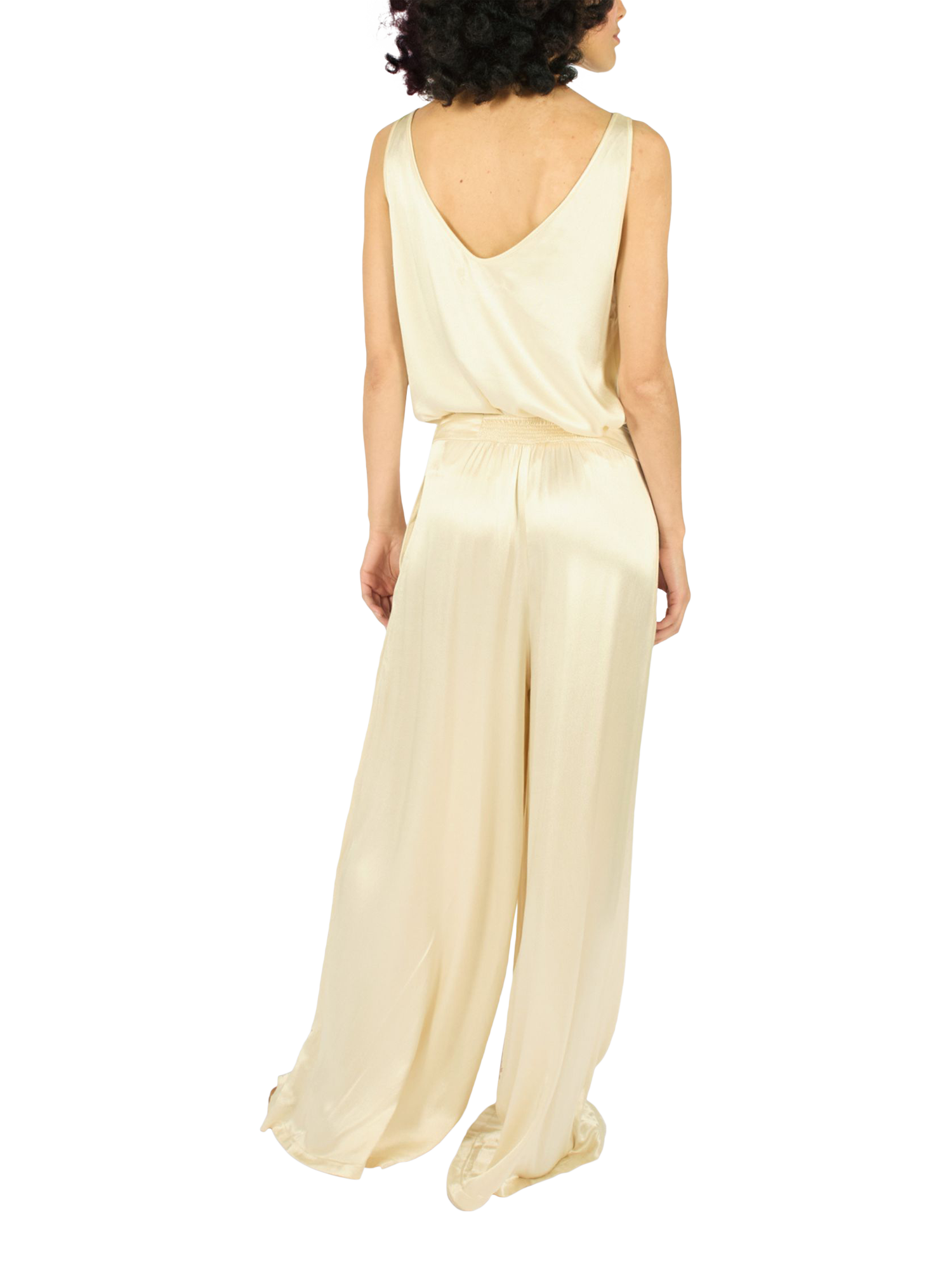 Product image 5 of 6, which shows Traffic People Evie Wisdom Whispers Wide Leg Trousers, Cream, XS