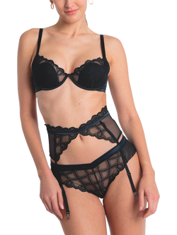 Maison Lejaby Bold Lace Suspenders, Noir, Noir
