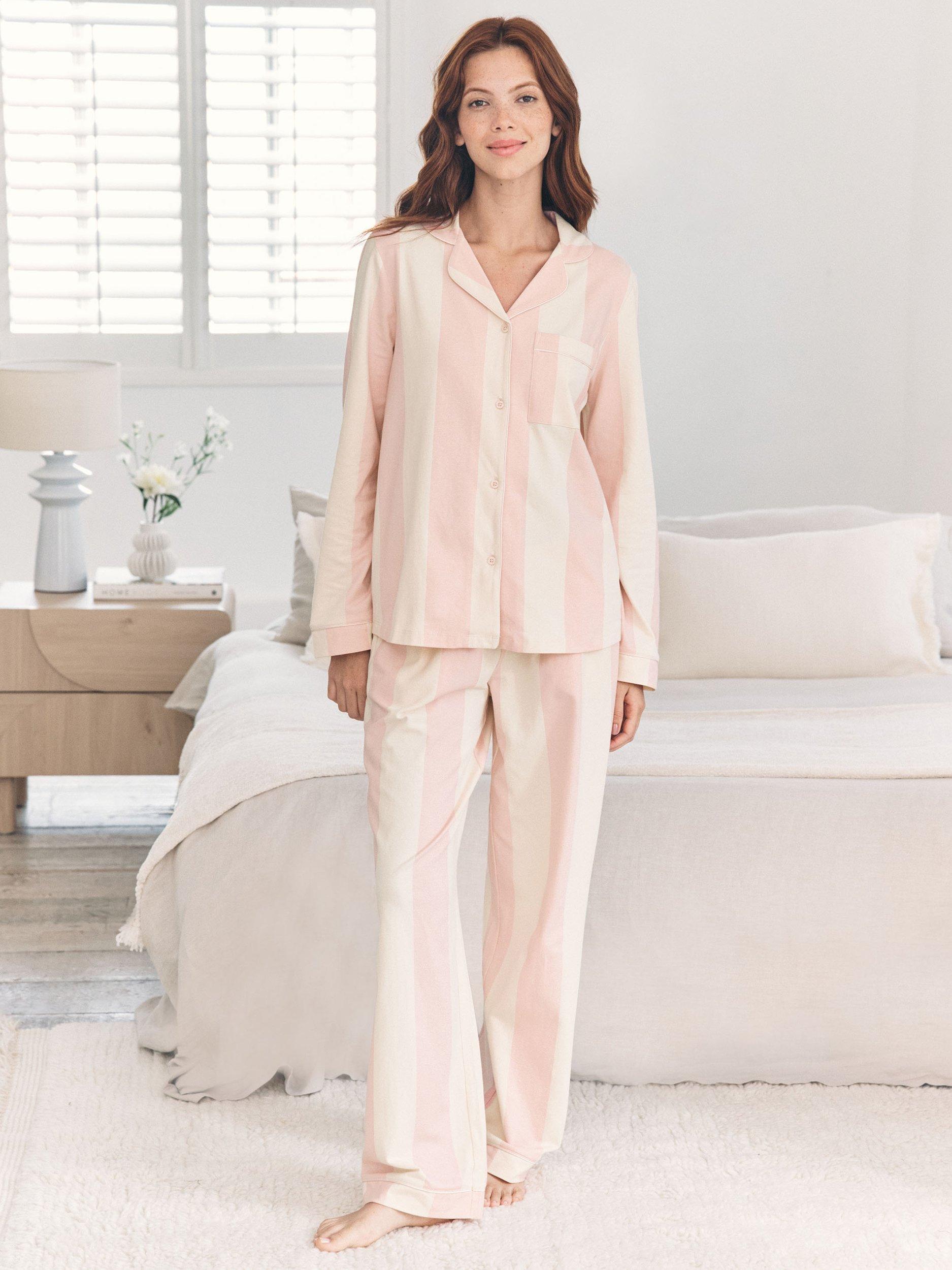 Chelsea Peers Stripe Pyjama Set, Off White