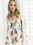 Chelsea Peers Floral Leopard Long Pyjama Set, Off White