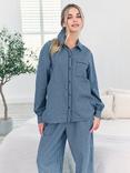 Chelsea Peers Gingham Long Pyjama Set, Navy