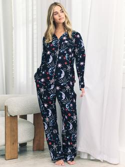 Chelsea Peers Starry Night Long Pyjama Set, Navy, Navy