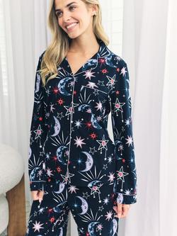 Chelsea Peers Starry Night Long Pyjama Set, Navy - view 2, Navy