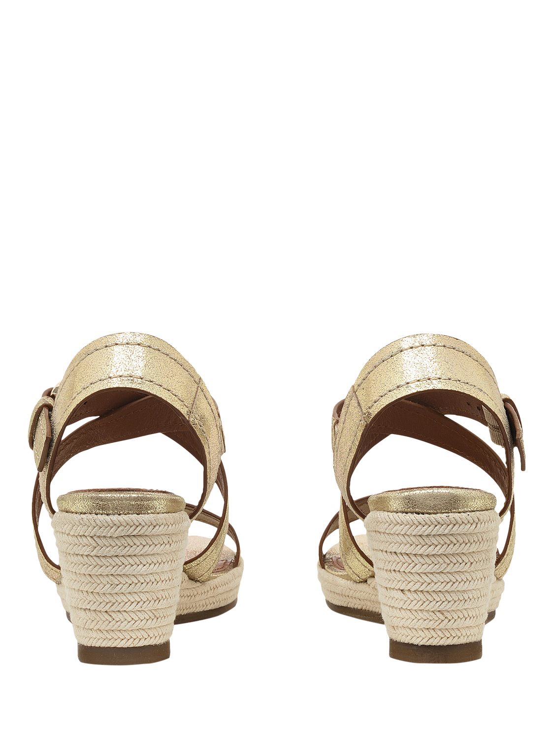 Product image 2 of 4, which shows Radley Lavender Road Leather Jute Wedge Heeled Sandals, Soft Gold, 6