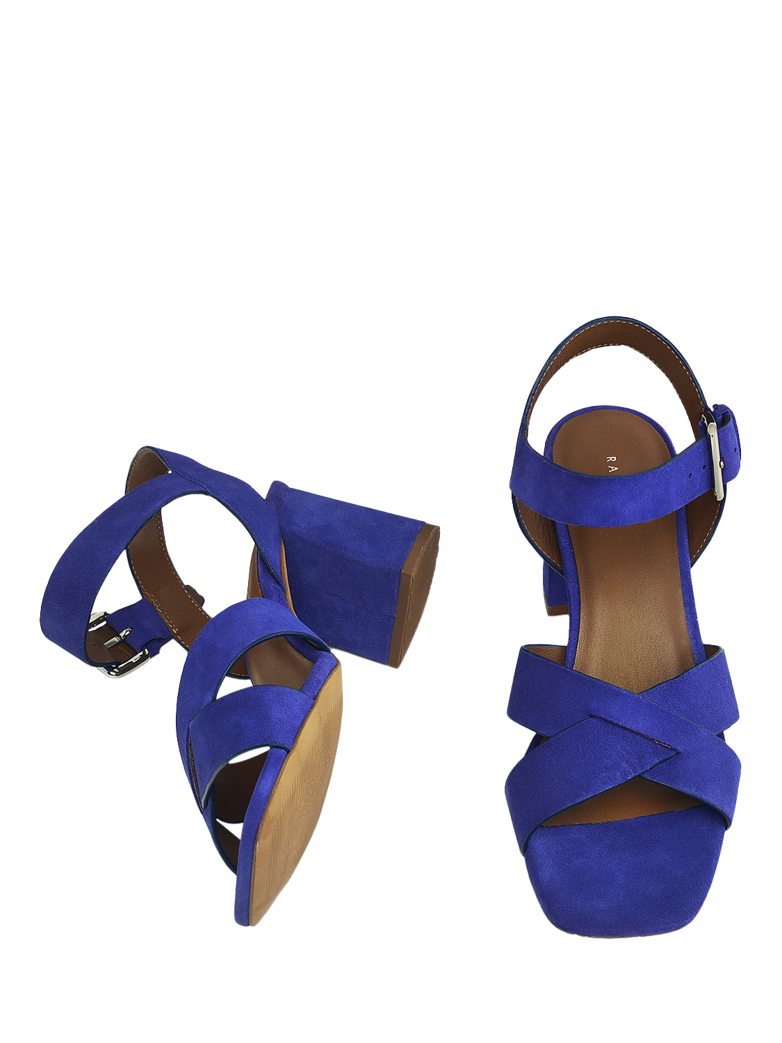 Product image 3 of 3, which shows Radley Portland Terrace Suede Block Heeled Sandals, Royal Blue, 4