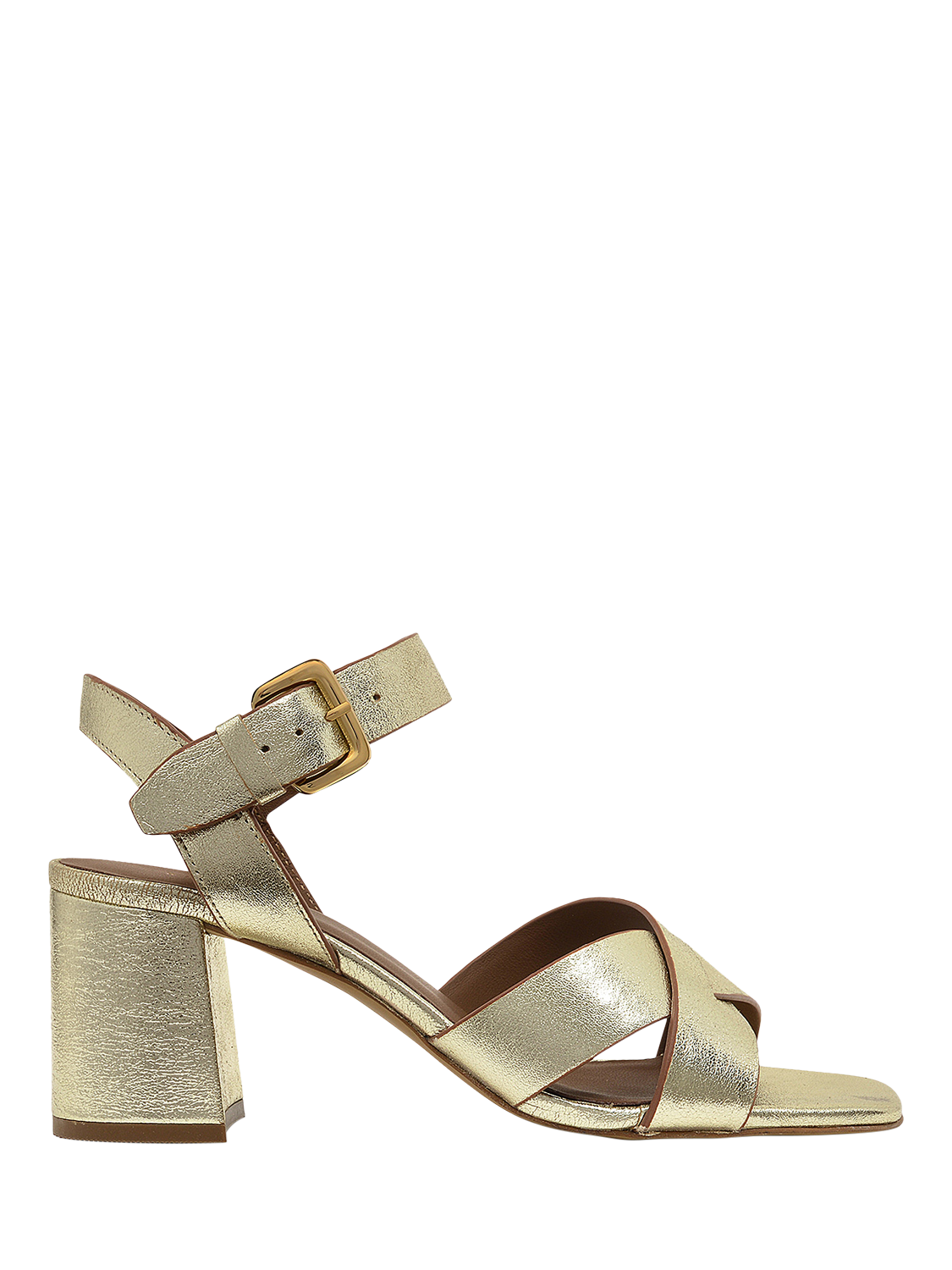 Product image 1 of 4, which shows Radley Portland Terrace Leather Block Heeled Sandals, Gold, 4