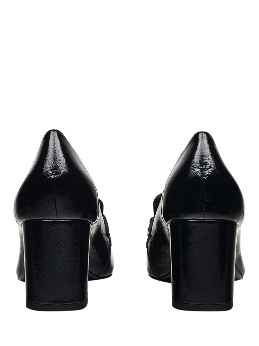 Product image 2 of 3, which shows Radley Burlington Mews Patent Leather Block Heel Loafers, Black, 4
