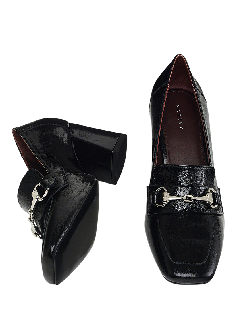Product image 3 of 3, which shows Radley Burlington Mews Patent Leather Block Heel Loafers, Black, 4