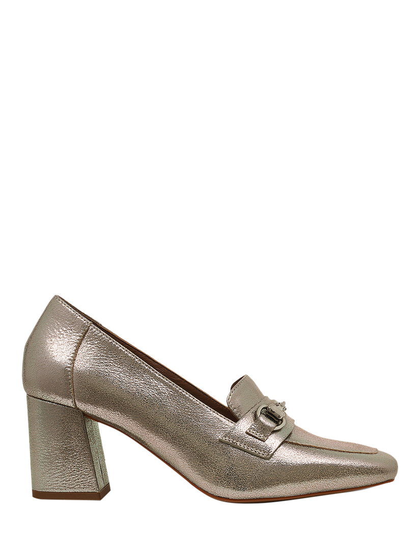 Product image 1 of 4, which shows Radley Burlington Mews Patent Leather Block Heel Loafers, Dark Silver, 4