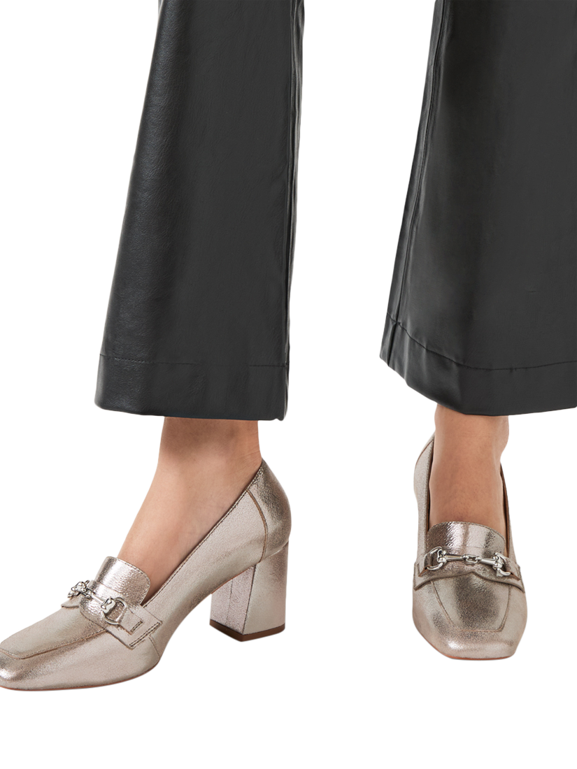 Product image 4 of 4, which shows Radley Burlington Mews Patent Leather Block Heel Loafers, Dark Silver, 4