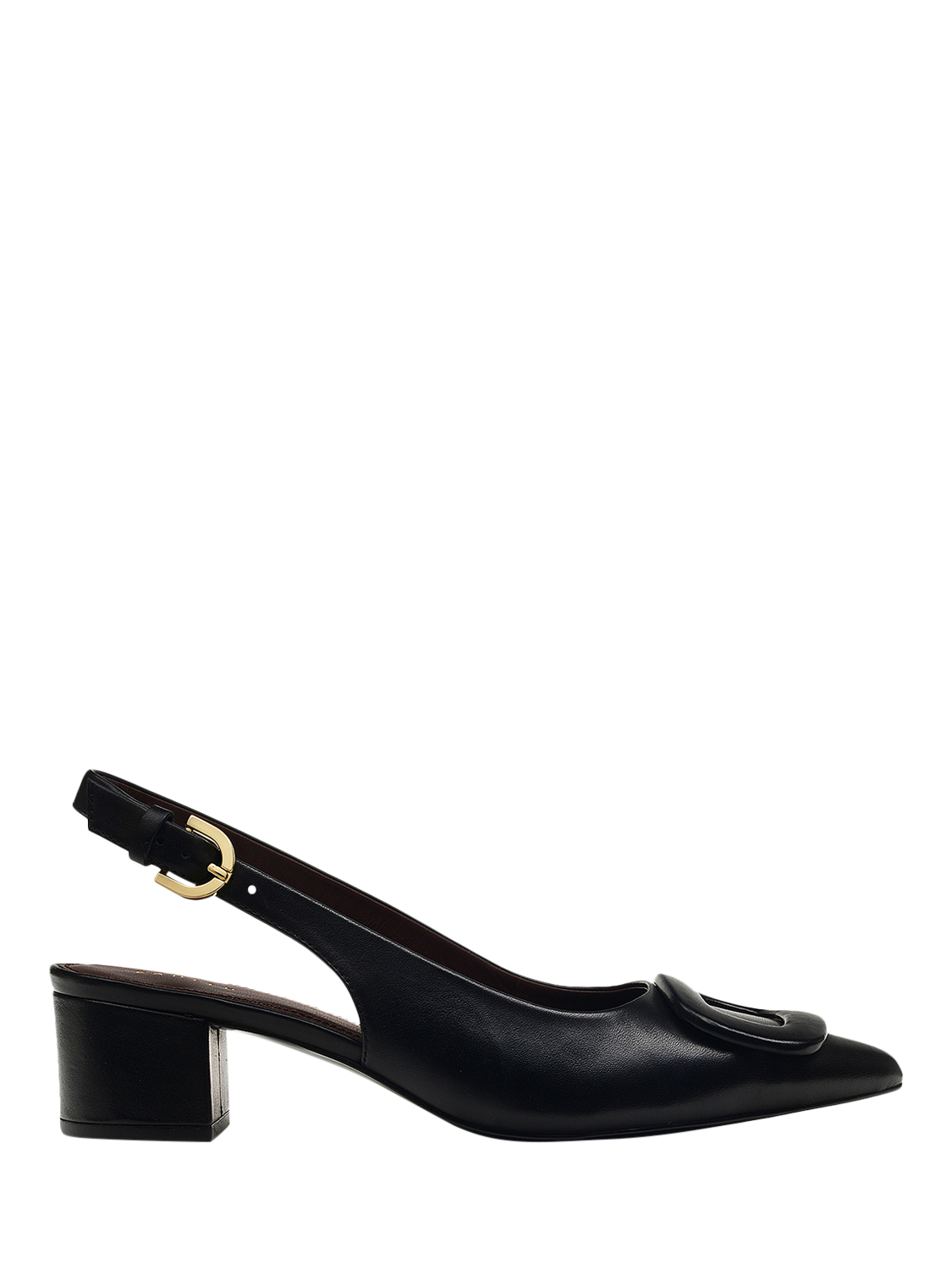 Product image 1 of 4, which shows Radley Grosvenor Arcade Leather Pointed Slingback Heeled Courts, Black, 4