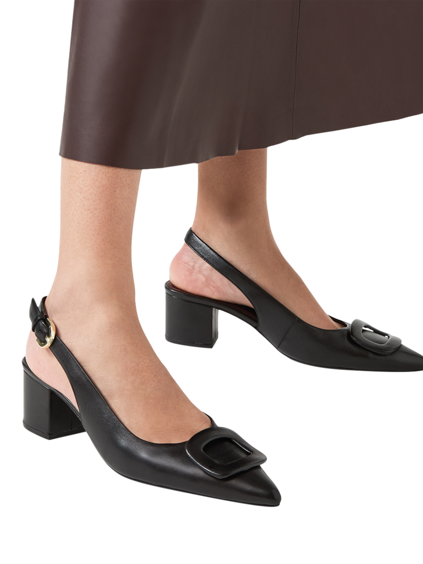 Product image 4 of 4, which shows Radley Grosvenor Arcade Leather Pointed Slingback Heeled Courts, Black, 4