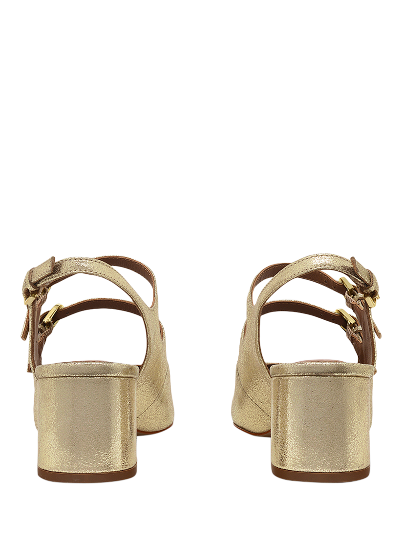 Product image 2 of 3, which shows Radley Artillery Lane Leather Block Heeled Mary Janes, Soft Gold, 4