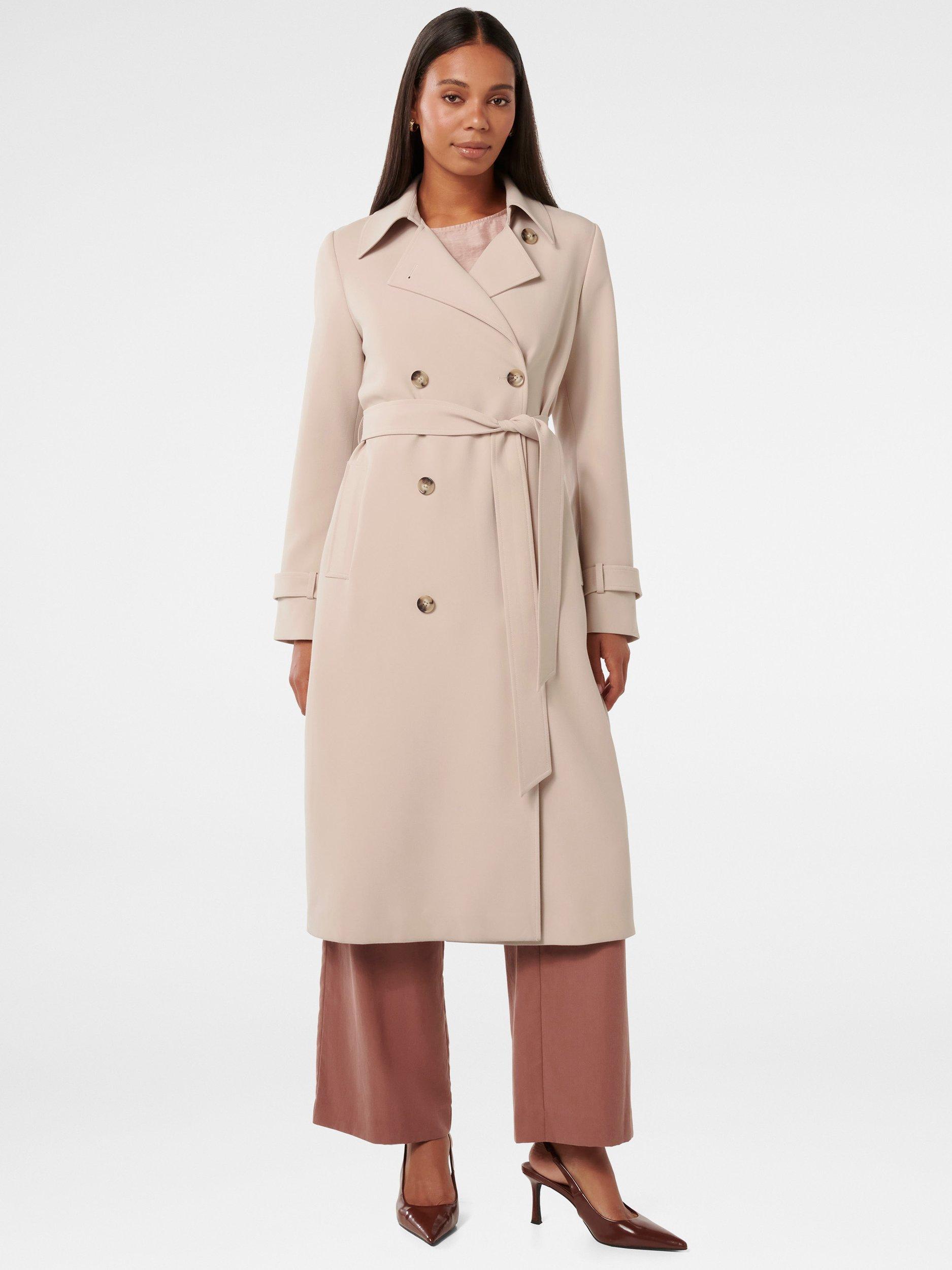 Product image 1 of 5, which shows Forever New Leanne Crepe Trench Coat, Stone Taupe, 6