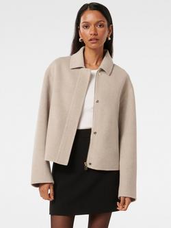 Forever New Petite Eden Felted Zip Through Jacket, Soft Oatmeal, Soft Oatmeal