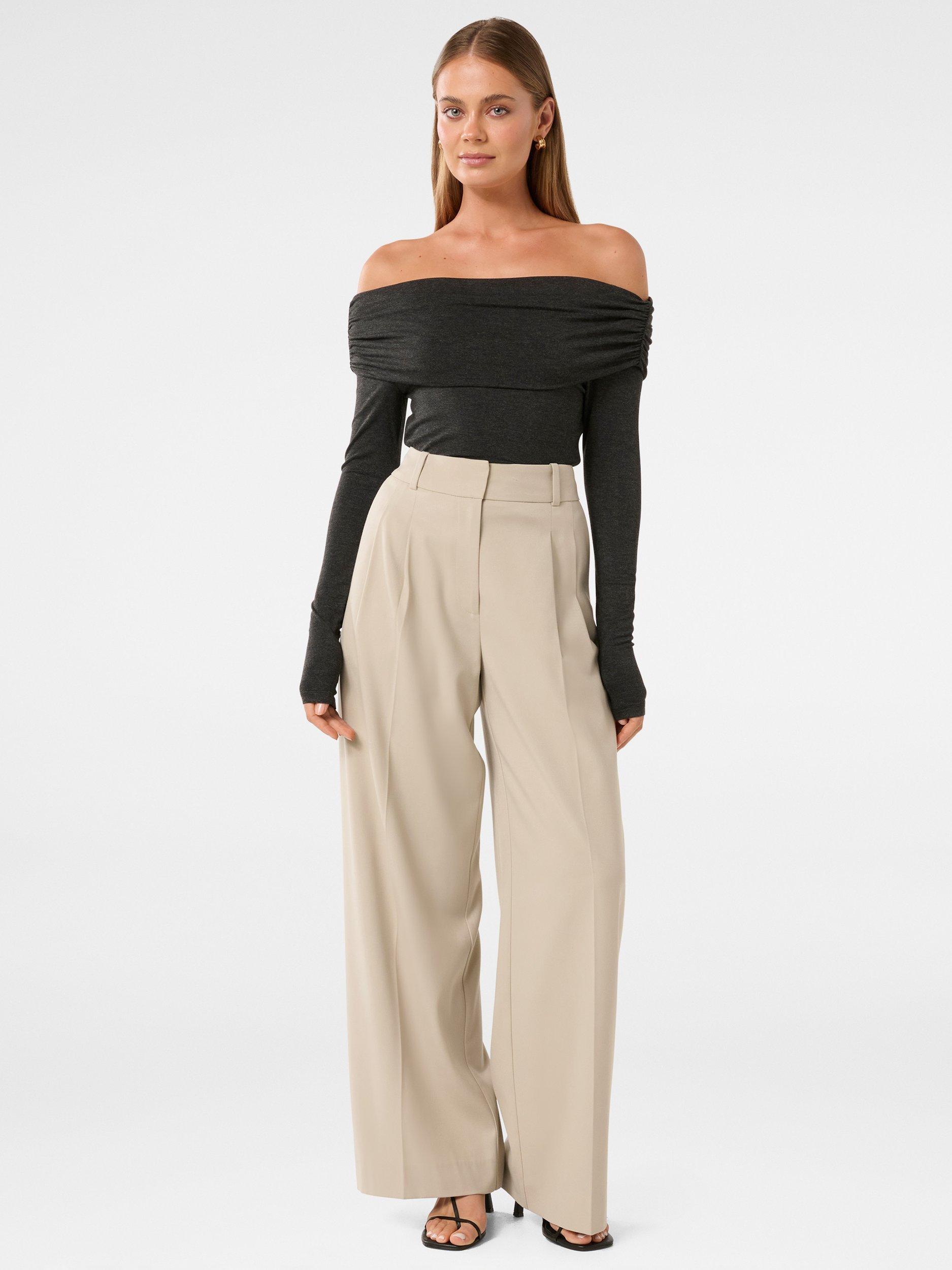 Product image 5 of 5, which shows Forever New Kyla Ruched Bardot Top, Midnight Grey Marle, L